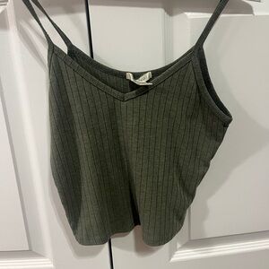 Olive Green Striped Women's Top